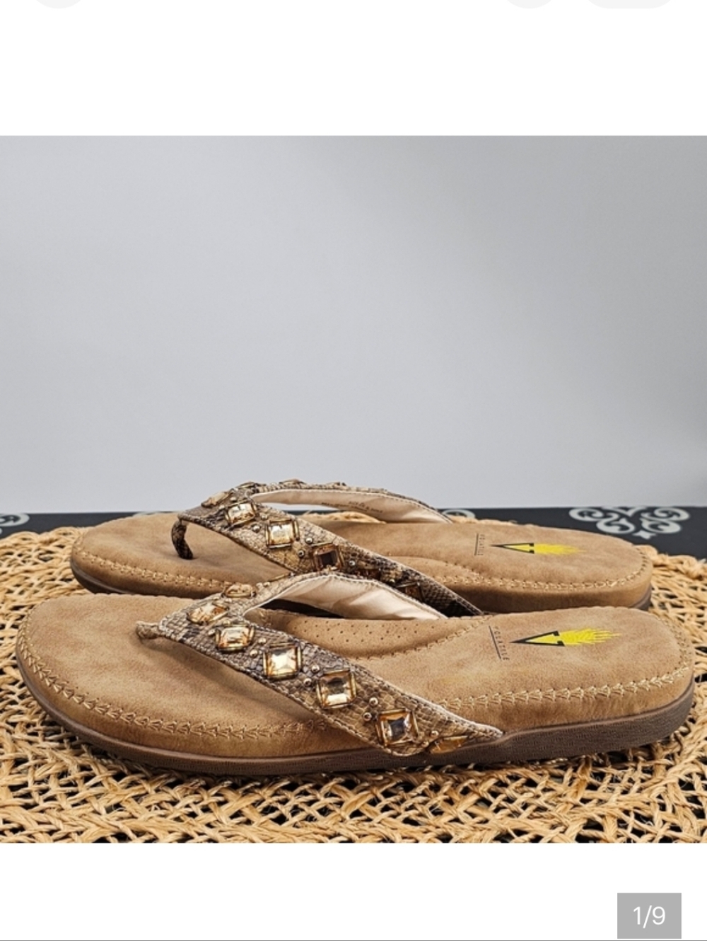 Volatile Tan Jeweled Embellished Sandals Size 8